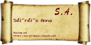 Sörös Anna névjegykártya